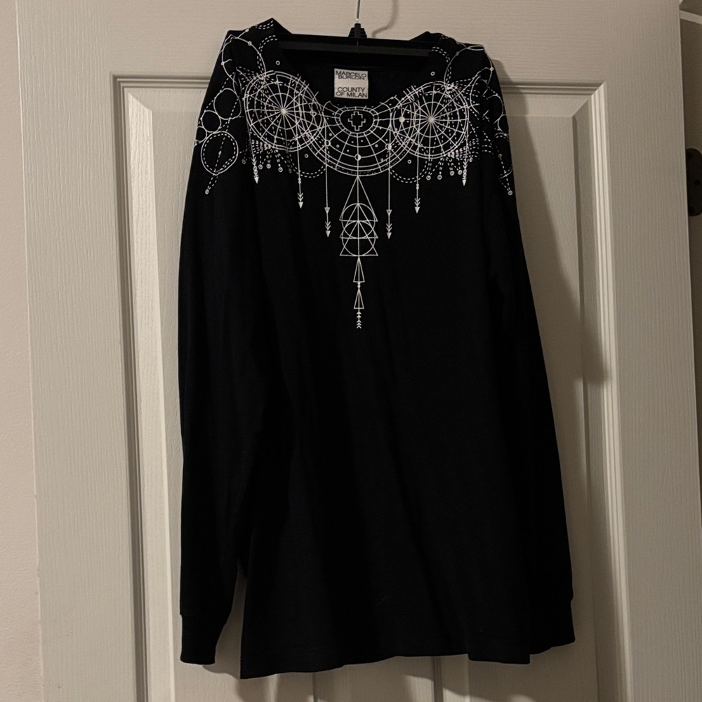 Marcelo Burlon Astral Wings Black and White Graphic Tee Sz M